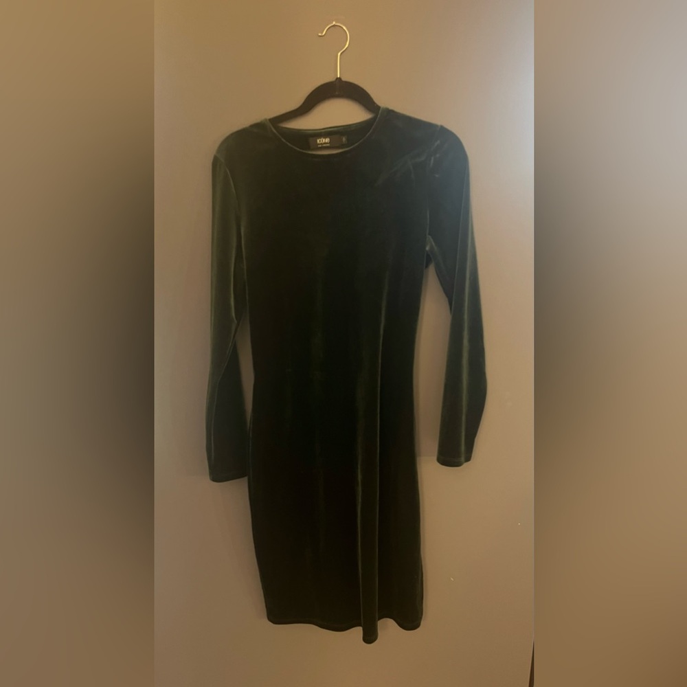 Forest Green velvet body con dress